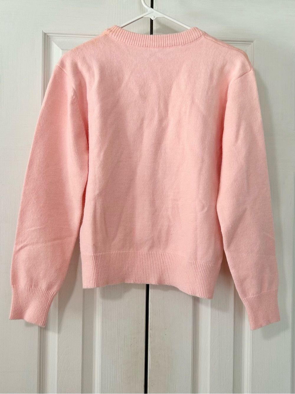 New Pink Cherry embroidered pearl Button Up Cardigan Sweater woman size large - Picture 3 of 6